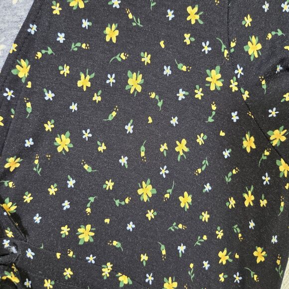 ASOS Maternity Dress Ditzy Floral Long V Tie Front 8 Black Yellow - Picture 8 of 16